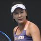 FILE - China&#39;s Peng Shuai reacts during her first round singles match against Japan&#39;s Nao Hibino at the Australian Open tennis championship in Melbourne, Australia on Jan. 21, 2020. The editor of a Communist Party newspaper posted a video online that he said showed missing tennis star Peng Shuai watching a match Sunday, Nov. 21, 2021 as the ruling party tried to quell fears abroad while suppressing information in China about Peng after she accused a senior leader of sexual assault. (AP Photo/Andy Brownbill, File)