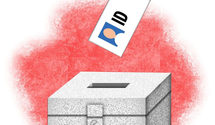 Illustration on the value of voter ID by Alexander Hunter/The Washington Times