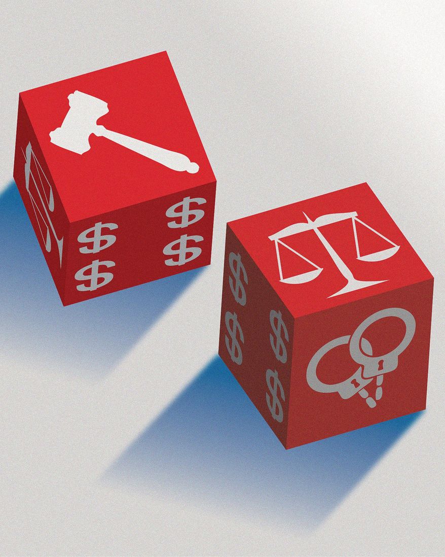 Trial lawyers deducting litigation costs illustration by Linas Garsys / The Washington Times