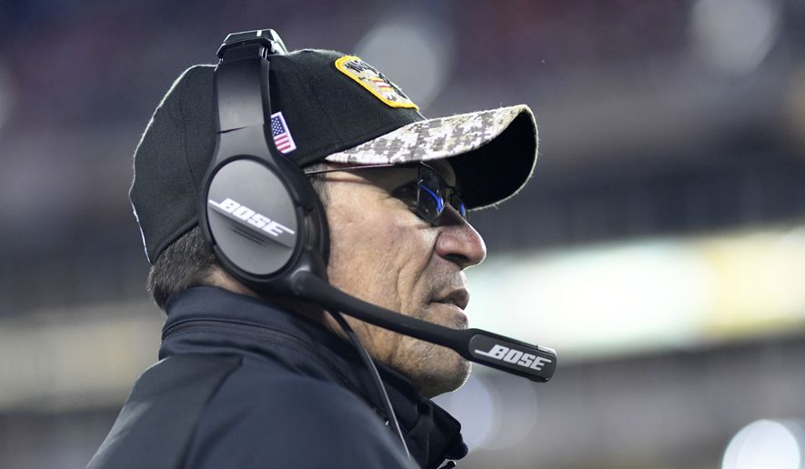 Washington Football Team head coach Ron Rivera looks onto the field during an NFL football game against the Seattle Seahawks, Monday, Nov. 29, 2021, in Landover, Md. (AP Photo/Mark Tenally) **FILE**