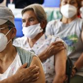 Persons over 60 years old wait in observation after receiving their second dose of the AstraZeneca COVID-19 vaccine at the University Olympic Stadium in Mexico City, April 12, 2021. (AP Photo/Marco Ugarte) **FILE**