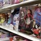 A doll based on the upcoming Walt Disney Studios film &amp;quot;Mulan&amp;quot; is displayed in the toy section of a Target department store, April 30, 2020, in Glendale, Calif. As supply chain bottlenecks create shortages on many items, some charities are struggling to secure holiday gift wishes from kids in need. They&#39;re reporting they can&#39;t find enough items in stock, or are facing shipping delays both in receiving and distributing the gifts. The founder of the organization One Simple Wish says many gift requests for gaming consoles and electronic items submitted to the charity have been out of stock. (AP Photo/Chris Pizzello, file) FILE