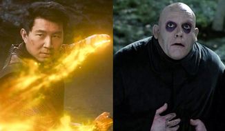 Simu Liu as Shang-Chi in &quot;Shang-Chi and the Legend of the Ten Rings: Cinematic Universe Edition&quot; and Christopher Lloyd as Uncle Fester in &quot;The Addams Family: With More Mamushka! Edition,&quot; now available in the 4K Ultra HD disc format.