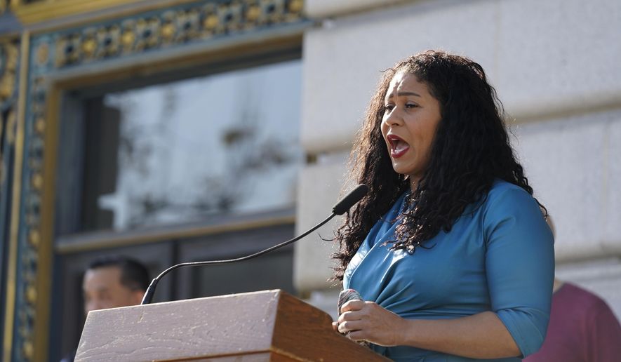 San Francisco Mayor London Breed talks about the first confirmed case of the omicron variant during a COVID-19 briefing outside City Hall in San Francisco, Wednesday, Dec. 1, 2021. The U.S. recorded its first confirmed case of the omicron variant Wednesday — a person in California who had been to South Africa. Genomic sequencing on the patient&#39;s virus was conducted at the University of California, San Francisco. (AP Photo/Eric Risberg)