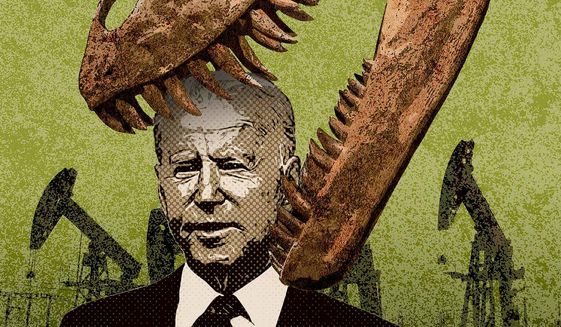 Fossil Fuel Fights Biden Back Illustration by Greg Groesch/The Washington Times