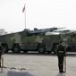 Chinese military vehicles carrying DF-17 ballistic missiles roll during a parade to commemorate the 70th anniversary of the founding of Communist China in Beijing, on Oct. 1, 2019. U.S. Defense Secretary Lloyd Austin said Thursday, Dec. 2, 2021, that China’s pursuit of hypersonic weapons “increases tensions in the region” and vowed the U.S. would maintain its capability to deter potential threats posed by China. (AP Photo/Ng Han Guan, File)