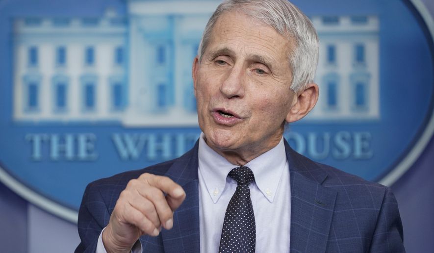 Dr. Anthony Fauci, director of the National Institute of Allergy and Infectious Diseases, said that while the omicron variant of the coronavirus is rapidly spreading throughout the country, early indications suggest it may be less dangerous than delta. (AP Photo/Susan Walsh, File)
