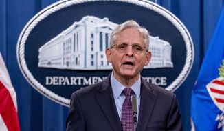 Attorney General Merrick Garland speaks at a news conference at the Justice Department in Washington, on Nov. 8, 2021. (AP Photo/Andrew Harnik) **FILE**