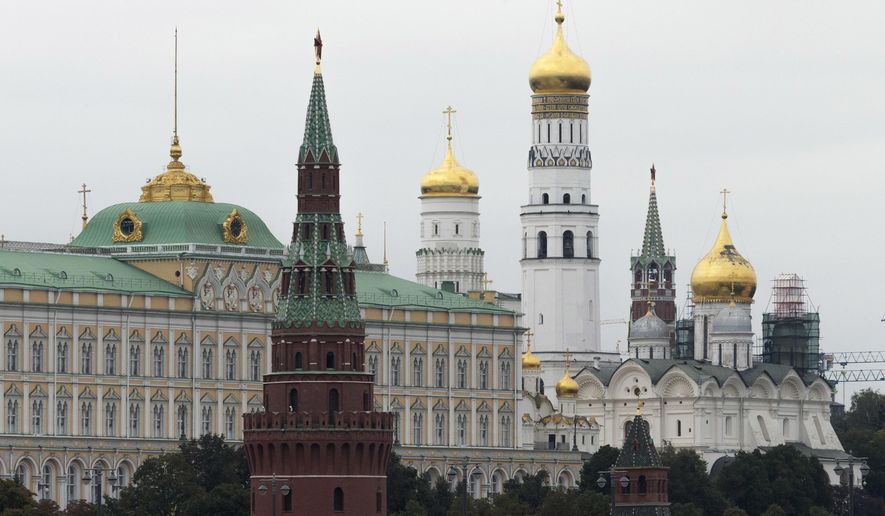 FILE - The Kremlin in Moscow, Sept. 29, 2017.  The elite Russian state hackers behind last year&#39;s massive SolarWinds cyberespionage campaign hardly eased up this year, managing plenty of infiltrations of U.S. and allied government agencies and foreign policy think tanks with consummate craft and stealth, a leading cybersecurity firm reported Monday. (AP Photo/Ivan Sekretarev, File)