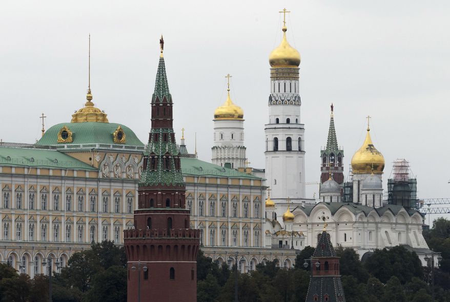 The Kremlin in Moscow is seen here on Sept. 29, 2017. The federal government&#x27;s primary cyber security agency is urging computer network administrators for American critical infrastructure networks to immediately bolster security against electronic attacks following suspected Russian cyberstrikes against Ukraine. (AP Photo/Ivan Sekretarev) **FILE**