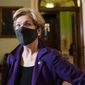 Sen. Elizabeth Warren, D-Mass., speaks to a reporter on Capitol Hill in Washington, Tuesday, Dec. 7, 2021.(AP Photo/Carolyn Kaster)