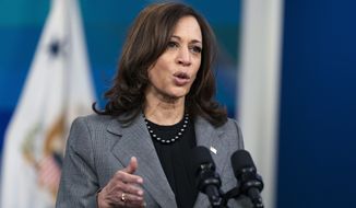 Vice President Kamala Harris speaks to mark the first-ever federal Maternal Health Day of Action at the Eisenhower Executive Office Building on the White House complex, in Washington, Tuesday, Dec. 7, 2021. (AP Photo/Manuel Balce Ceneta)