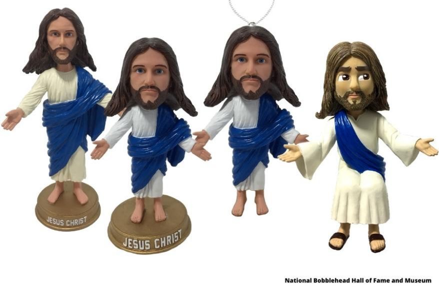 The Milwaukee-based National Bobblehead Hall of Fame and Museum, the world's only bobblehead museum, inducted these four plastic statues of Jesus Christ into its collection on Dec. 9. (Image courtesy the National Bobblehead Hall of Fame and Museum)
