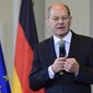 Outgoing Finance Minister and new German Chancellor Minister Olaf Scholz delivers a speech during the handing-over ceremony with his successor in the German Federal Ministry of Finances in Berlin, on December 9, 2021. (Tobias Schwarz?Pool Photo via AP)