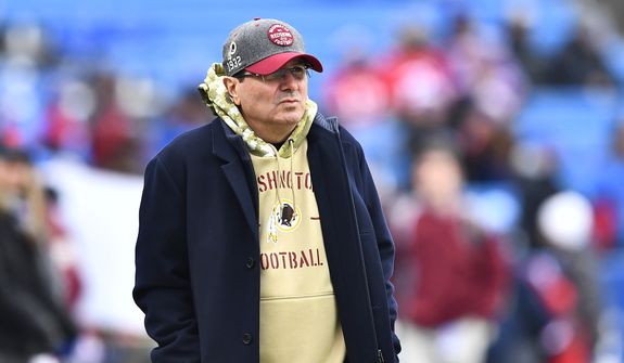 Washington Football Team owner Daniel Snyder looks on before an NFL football game against the Buffalo Bills, Sunday, Nov. 3, 2019, in Orchard Park, N.Y. Two members of Congress are asking the NFL to provide evidence of Washington Football Team owner Daniel Snyder’s interference with an investigation into sexual harassment and other improper conduct at the club. Democrats Carolyn Maloney of New York and Raja Krishnamoorthi of Illinois already have asked the NFL for transparency about the probe. (AP Photo/Adrian Kraus, File)