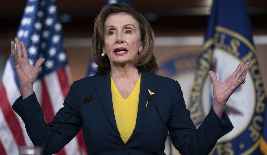 Speaker of the House Nancy Pelosi, D-Calif., meets with reporters at the Capitol in Washington, Wednesday, Dec. 15, 2021. (AP Photo/J. Scott Applewhite) **FILE**