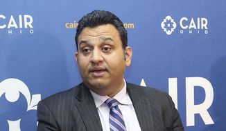 Romin Iqbal of the Council on American-Islamic Relations speaks during a news conference at CAIR-Columbus headquarters in Dublin, Ohio on July 26, 2018. An Ohio chapter of the nation&#39;s largest Muslim civil liberties and advocacy organization has fired Romin Iqbal for ethical and professional breaches that it says include a yearslong secret association with a group that has promoted anti-Muslim views. (Brooke LaValley/The Columbus Dispatch via AP)