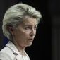 In this file photo, European Commission President Ursula von der Leyen speaks during a media conference at the conclusion of an Eastern Partnership Summit in Brussels, Wednesday, Dec. 15, 2021.  (Aris Oikonomou, Pool Photo via AP)  ** FILE **