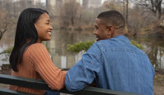 This mage released by Sony Pictures shows Chanté Adams, left, and Michael B. Jordan in a scene from Columbia Pictures&#39; &amp;quot;A Journal for Jordan.&amp;quot; (Columbia-Sony Pictures via AP)
