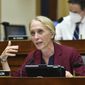 Rep. Mary Gay Scanlon, D-Pa., speaks during a House Judiciary subcommittee on antitrust on Capitol Hill on Wednesday, July 29, 2020, in Washington. Scanlon was carjacked at gunpoint in a south Philadelphia park but wasn’t injured, police and her office said. (Mandel Ngan/Pool via AP, File)
