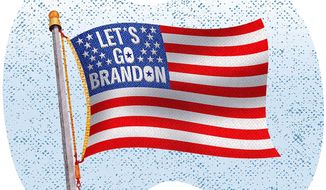 American Slogan &quot;Let&#x27;s Go Brandon&quot; Illustration by Greg Groesch/The Washington Times