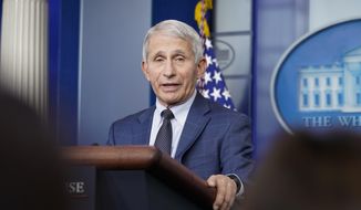 Dr. Anthony Fauci, director of the National Institute of Allergy and Infectious Diseases, speaks during the daily briefing at the White House in Washington, Dec. 1, 2021. (AP Photo/Susan Walsh, File)
