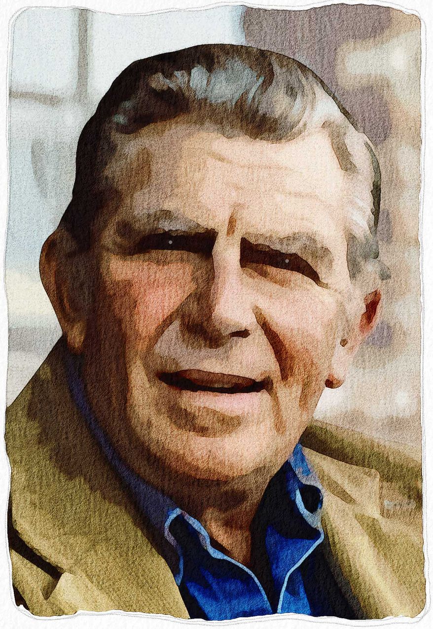 Andy Griffith of Mayberry Illustration by Greg Groesch/The Washington Times