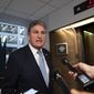 Sen. Joe Manchin, D-W.Va., leaves his office after speaking with President Joe Biden about his long-stalled domestic agenda, at the Capitol in Washington, Dec. 13, 2021. (AP Photo/J. Scott Applewhite) **FILE**