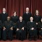 Members of the Supreme Court pose for a group photo at the Supreme Court in Washington, April 23, 2021. Seated from left are Associate Justice Samuel Alito, Associate Justice Clarence Thomas, Chief Justice John Roberts, Associate Justice Stephen Breyer and Associate Justice Sonia Sotomayor, Standing from left are Associate Justice Brett Kavanaugh, Associate Justice Elena Kagan, Associate Justice Neil Gorsuch and Associate Justice Amy Coney Barrett. (Erin Schaff/The New York Times via AP, Pool, File)