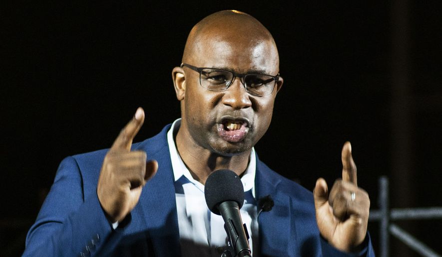 Then-candidate Jamaal Bowman, who was running against Rep. Eliot Engel, D-N.Y., speaks during his primary-night party on June 23, 2020, in New York. (AP Photo/Eduardo Munoz Alvarez) **FILE**