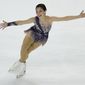 FILE - Alysa Liu performs during the women&#39;s free skate at the U.S. Figure Skating Championships, Friday, Jan. 15, 2021, in Las Vegas. Alysa Liu just might be the best hope America has to knock one of the Russian women off the figure skating podium at the Beijing Olympics. But first, the 16-year-old from California has to navigate the U.S. championships in Nashville, where she won the first of her two titles at the sprightly age of 13 but finished a disappointing fourth a year ago. (AP Photo/John Locher, File)