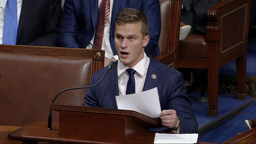 In this image taken from video, Rep. Madison Cawthorn, R-N.C., speaks at the U.S. Capitol, Jan. 7, 2021. (House Television via AP, File)