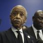 In this file photo, the Reverend Al Sharpton and attorney Ben Crump speak at the funeral for 14-year-old Valentina Orellana Peralta, killed on Dec. 23, by a LAPD police officer&#x27;s stray bullet while shopping with her mother, is readied for her funeral at the City of Refuge Church in Gardena, Calif., Monday, Jan. 10, 2022. (AP Photo/David Swanson)   **FILE**