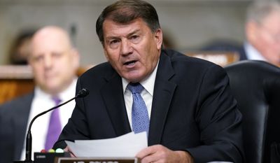 Sen. Mike Rounds, R-S.D., speaks during a Senate Armed Services Committee hearing on the conclusion of military operations in Afghanistan and plans for future counterterrorism operations, Tuesday, Sept. 28, 2021, on Capitol Hill in Washington. On Monday, Jan. 10, 2022, Rounds said he stands by his statement that Donald Trump lost the 2020 election after Trump called his fellow Republican a “jerk” for saying so. (AP Photo/Patrick Semansky, Pool) **FILE**