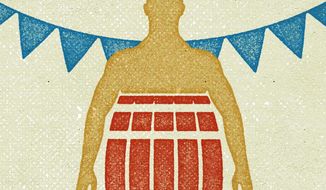 Illustration on transgender sports swimwear by Greg Groesch/The Washington Times