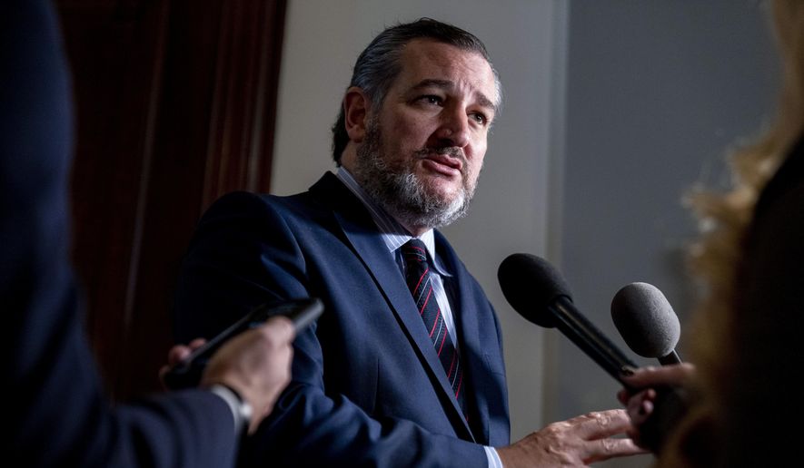 Sen. Ted Cruz, R-Texas, speaks to reporters on Capitol Hill in Washington, Dec. 7, 2021. (AP Photo/Andrew Harnik, File)