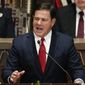 Arizona Republican Gov. Doug Ducey gives his state of the state address at the Arizona Capitol, Monday, Jan. 10, 2022, in Phoenix. (AP Photo/Ross D. Franklin)