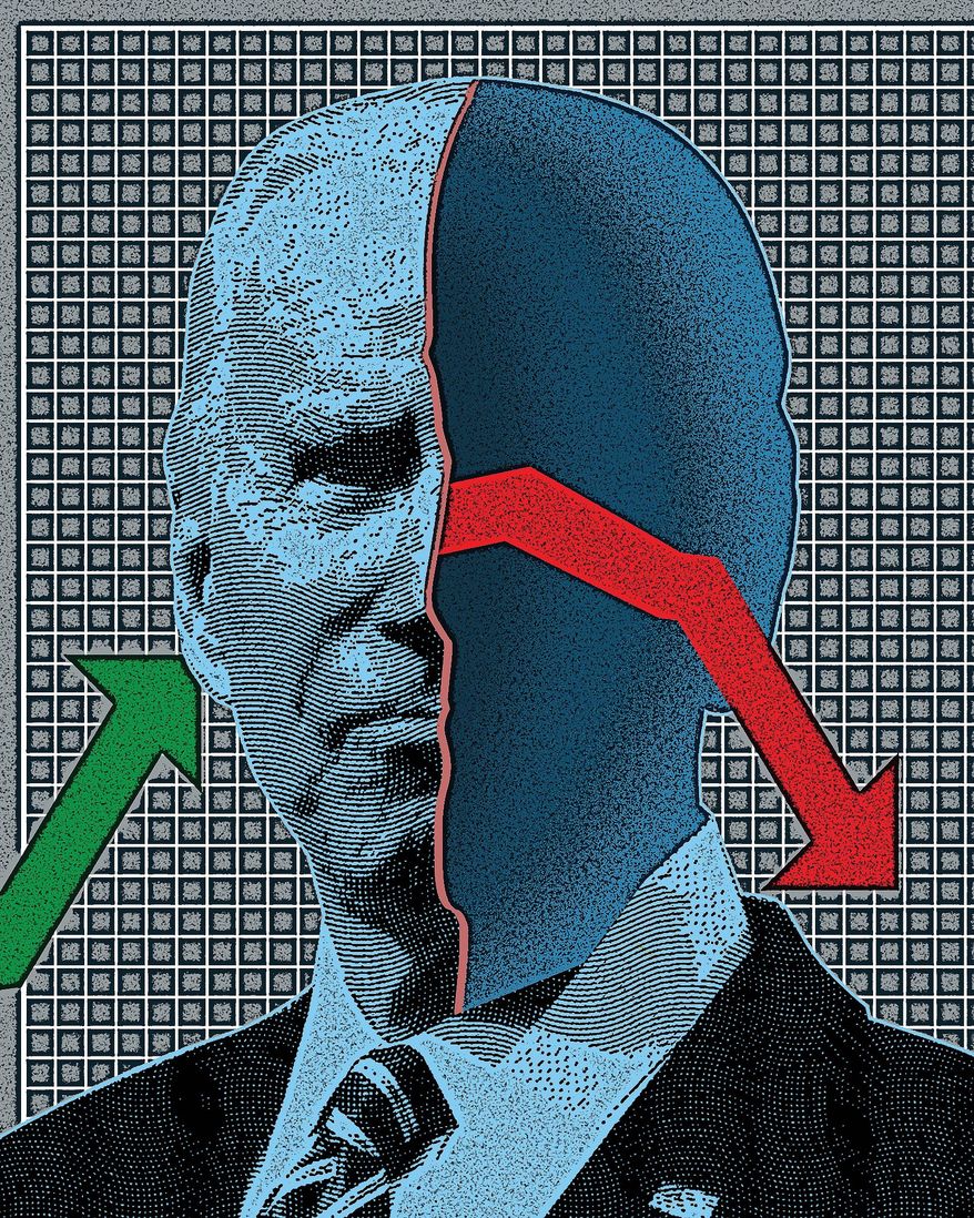 Illustration on the Biden economy by Linas Garsys/The Washington Times