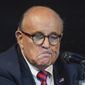 Former New York City Mayor Rudy Giuliani reacts during a talk radio show at the WABC studios in New York Sept. 10, 2021. (AP Photo/Robert Bumsted, File)