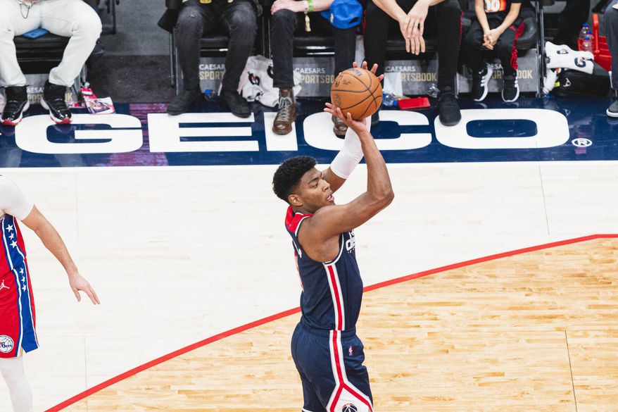 Washington Wizards Rui Hachimura jump shot against the Philadelphia 76ers at Capital One Arena in Washington D.C., Jan. 17, 2022. (Photo by All-Pro Reels)