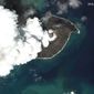 This satellite image provided by Maxar Technologies shows an overview of Hunga Tonga Hunga Ha&#39;apai volcano in Tonga on Dec. 24, 2021. Three of Tonga&#39;s smaller islands suffered serious damage from tsunami waves, officials and the Red Cross said Wednesday, Jan. 19, 2022, as a wider picture begins to emerge of the damage caused by the eruption of an undersea volcano near the Pacific archipelago nation. (Satellite image ©2022 Maxar Technologies via AP, File)