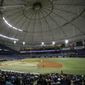 The Houston Astros play the Texas Rangers during the third inning of a baseball game at Tropicana Field in St. Petersburg, Fla., Aug. 29, 2017.  The Tampa Bay Rays’ proposed plan to split the season between Florida and Montreal has been rejected by Major League Baseball. Rays principal owner Stuart Sternberg announced the news on Thursday, Jan. 20, 2022. (AP Photo/Chris O&#39;Meara, File) **FILE**