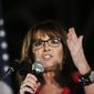 In this Sept. 21, 2017, file photo, former vice presidential candidate Sarah Palin speaks at a rally in Montgomery, Ala. Palin is on the verge of making new headlines in a legal battle with The New York Times. (AP Photo/Brynn Anderson, File)