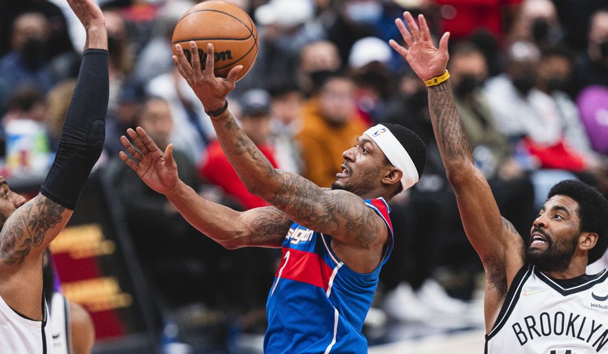 Washington Wizards Guard Bradley Beal with a left handed lay up against the Brooklyn Nets at Capital One Arena in Washington D.C., Jan. 19, 2022. (Photo by All-Pro Reels)