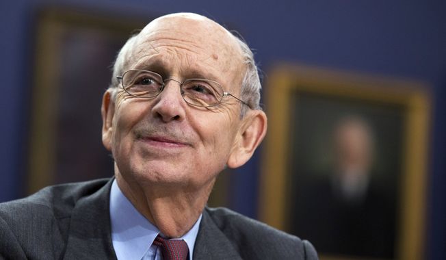 Supreme Court Associate Justice Stephen G. Breyer testifies before a House Committee on Appropriations Subcommittee on Financial Services hearing to review the FY 2016 budget request of the Supreme Court of the United States, on Capitol Hill in Washington on March 23, 2015. Breyer is retiring, giving President Joe Biden an opening he has pledged to fill by naming the first Black woman to the high court, two sources told The Associated Press Wednesday, Jan. 26, 2022. (AP Photo/Manuel Balce Ceneta) ** FILE **