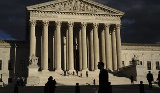 The U.S Supreme Court building is seen at dusk in Washington on Oct. 22, 2021. (AP Photo/J. Scott Applewhite) **FILE**