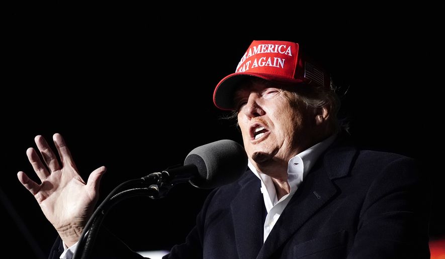 Former President Donald Trump speaks at a rally on Jan. 15, 2022, in Florence, Ariz., in this file photo. (AP Photo/Ross D. Franklin, File) ** FILE **