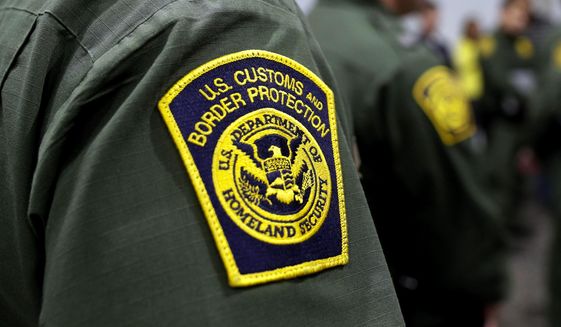 In this file photo, Border Patrol agents hold a news conference prior to a media tour of a new U.S. Customs and Border Protection temporary facility near the Donna International Bridge in Donna, Texas, May 2, 2019. (AP Photo/Eric Gay, File)  **FILE**