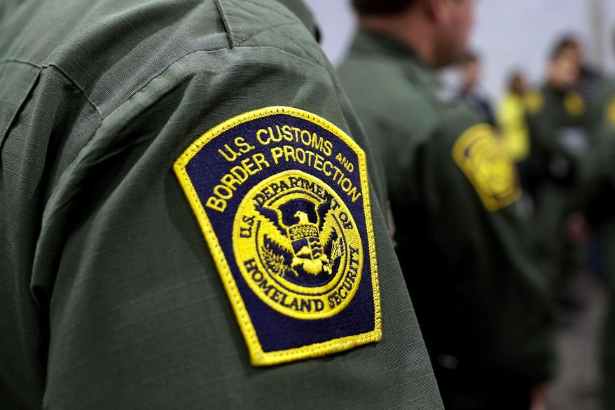 In this file photo, Border Patrol agents hold a news conference prior to a media tour of a new U.S. Customs and Border Protection temporary facility near the Donna International Bridge in Donna, Texas, May 2, 2019. (AP Photo/Eric Gay, File)  **FILE**