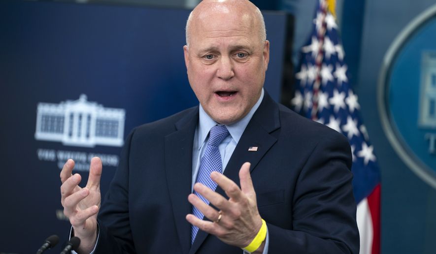Infrastructure Implementation Coordinator Mitch Landrieu speaks during a press briefing at the White House, Tuesday, Jan. 18, 2022, in Washington. The Biden administration is issuing a guidebook to help federal, state and local government officials know how to access the nearly $1 trillion made available by the bipartisan infrastructure deal. Landrieu is supervising the infrastructure spending. (AP Photo/Evan Vucci)